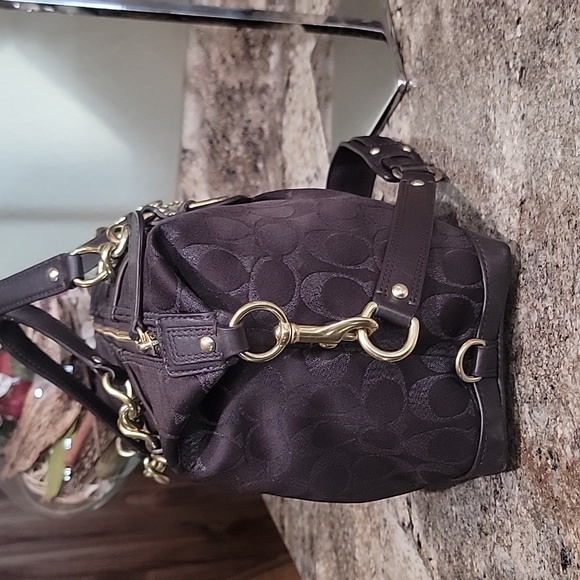 COACH  EUC Ashley Signature Gathered Leather Sateen Satchel - Picture 4 of 10